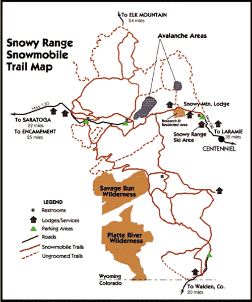 Snowy Range Snowmobile Trail Map