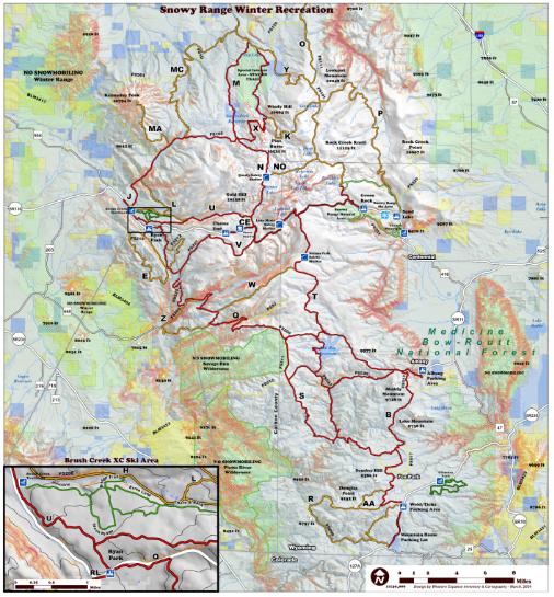 Winter Sports Snowy Range Maps Carbon County WY